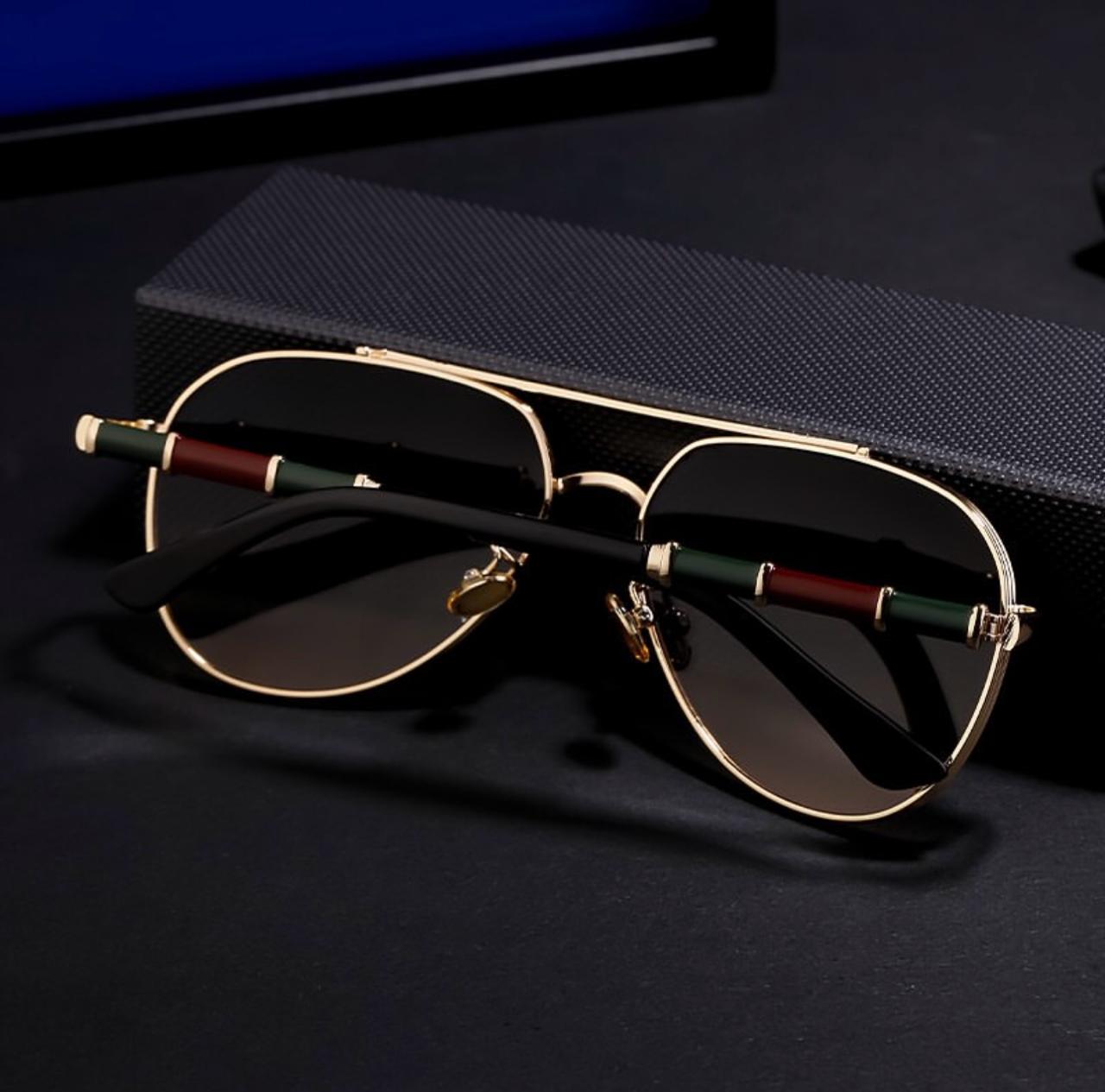 Ryder Gold and Black Unisex Sunglasses