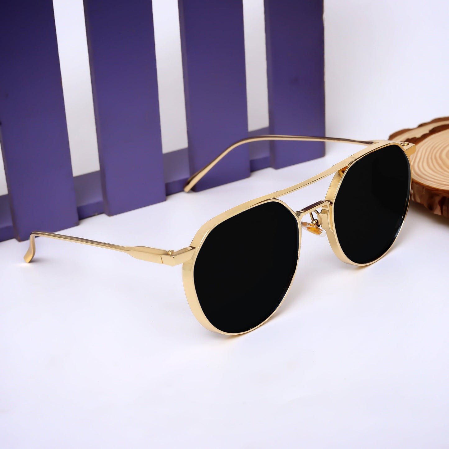 Oustler Gold And Black Unisex Sunglasses
