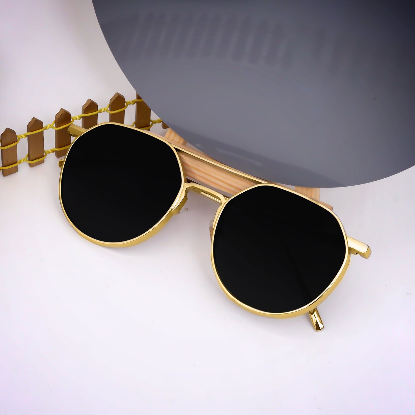 Oustler Gold And Black Unisex Sunglasses