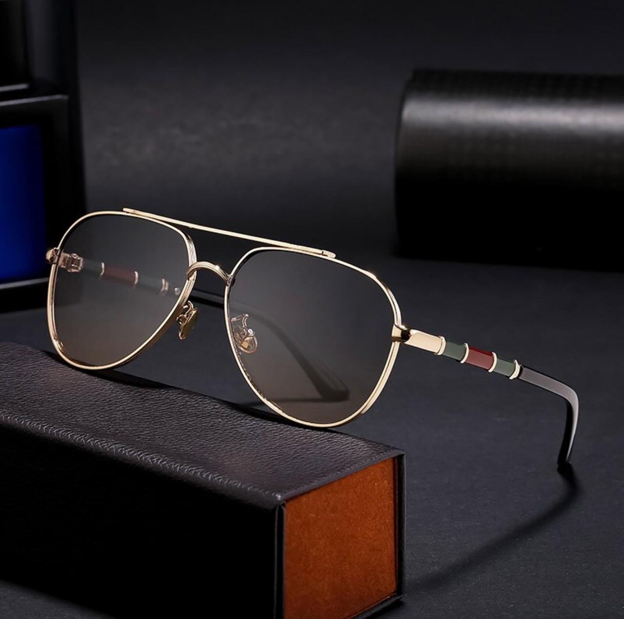 Ryder Gold and Black Unisex Sunglasses