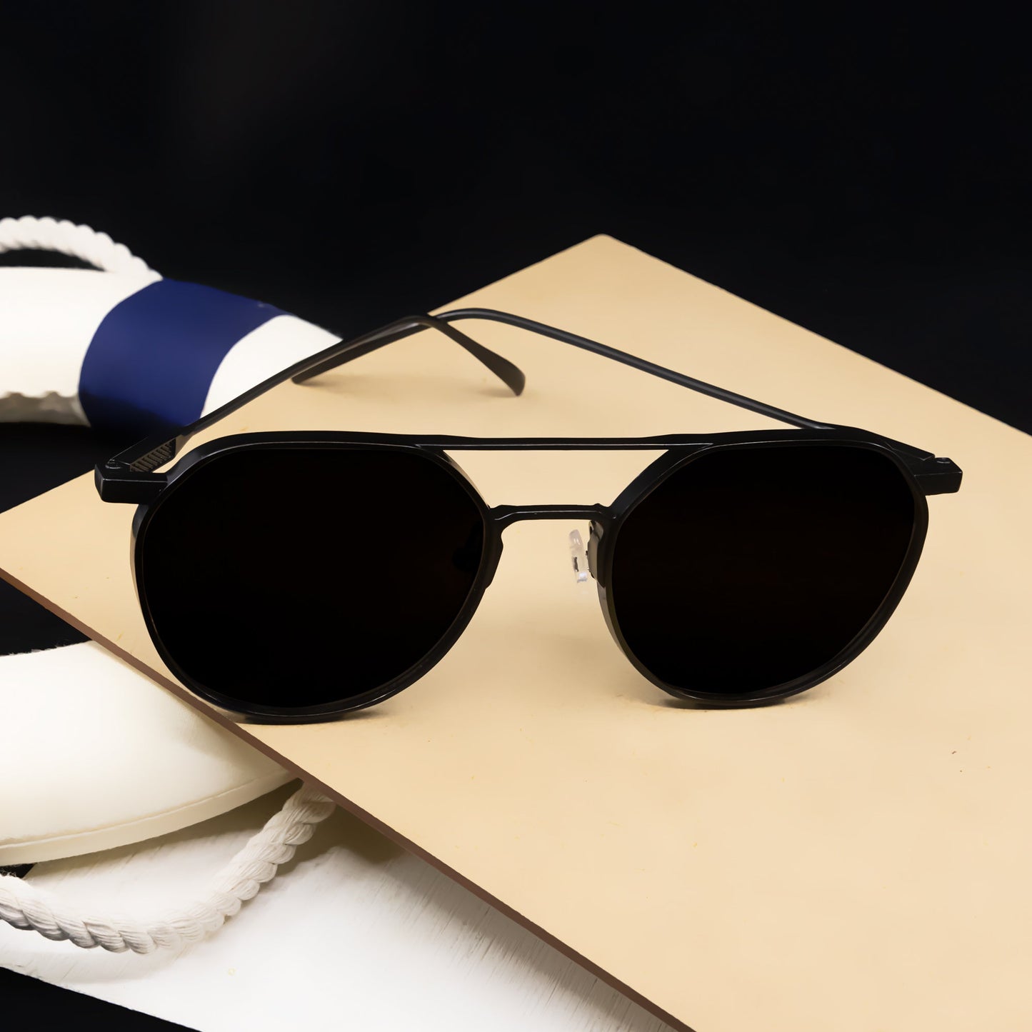 Oustler Black And Black Unisex Sunglasses