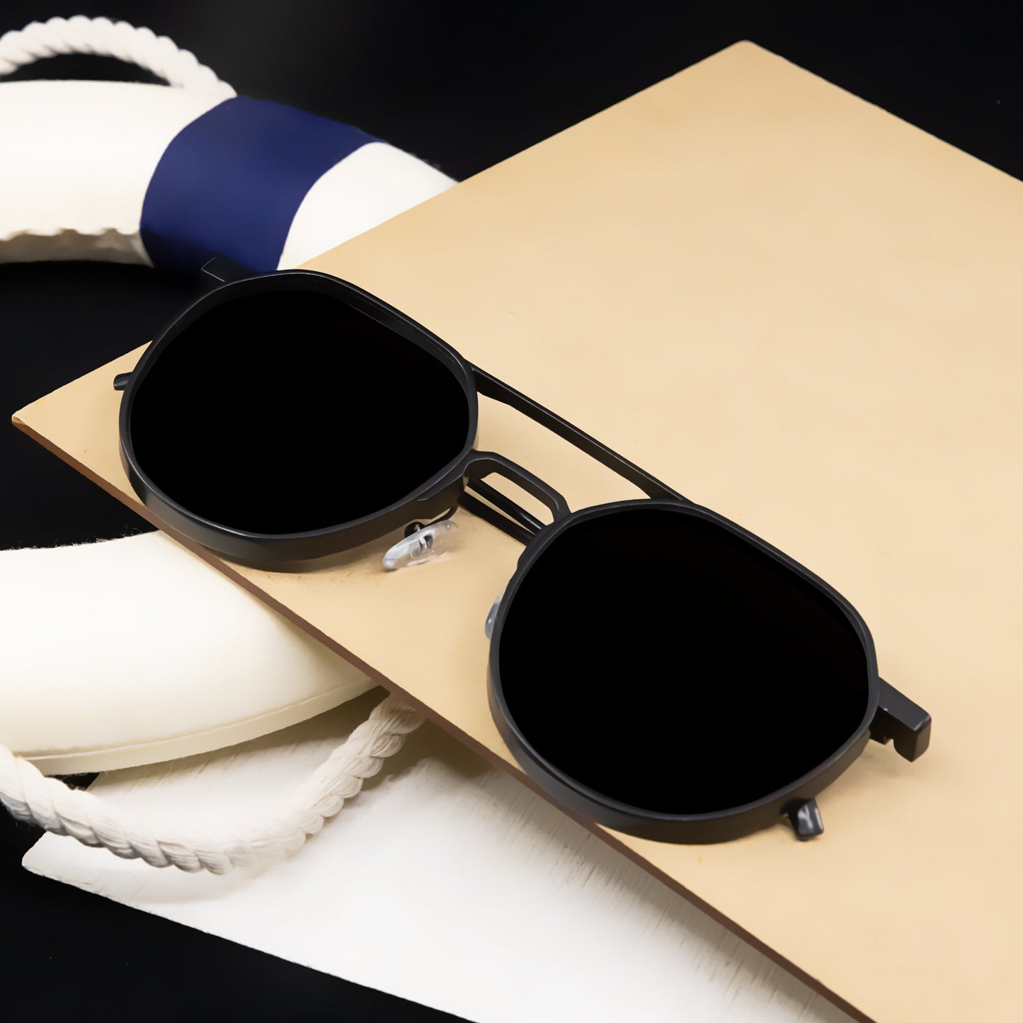 Oustler Black And Black Unisex Sunglasses
