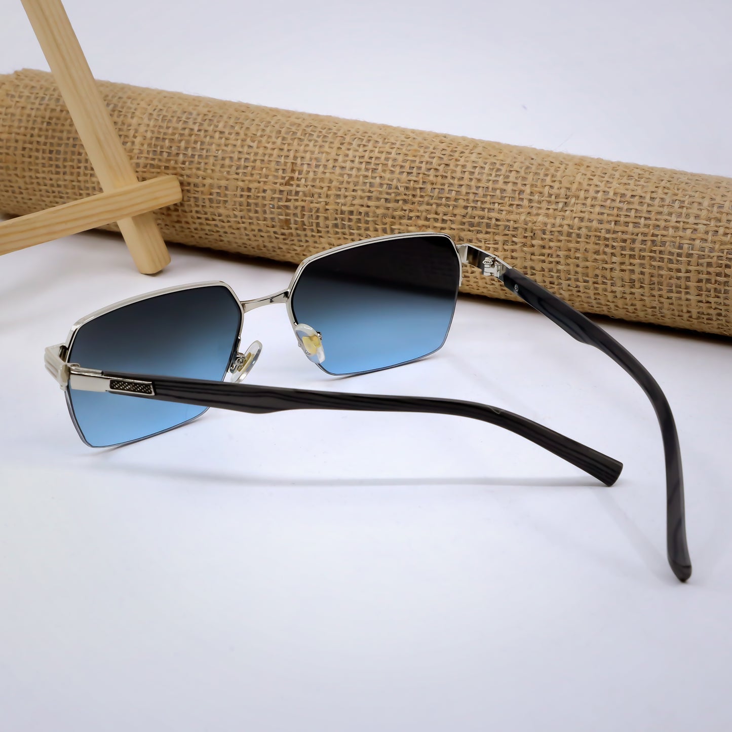 004 Silver And Blue Gradient Premium Sunglasses