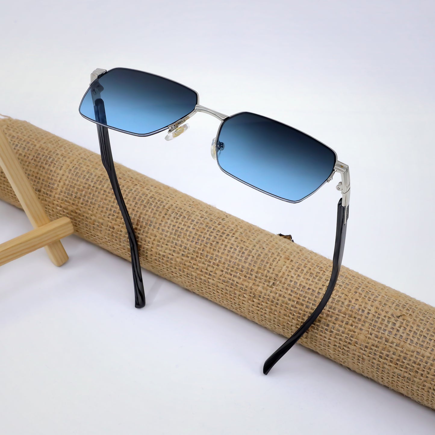 004 Silver And Blue Gradient Premium Sunglasses