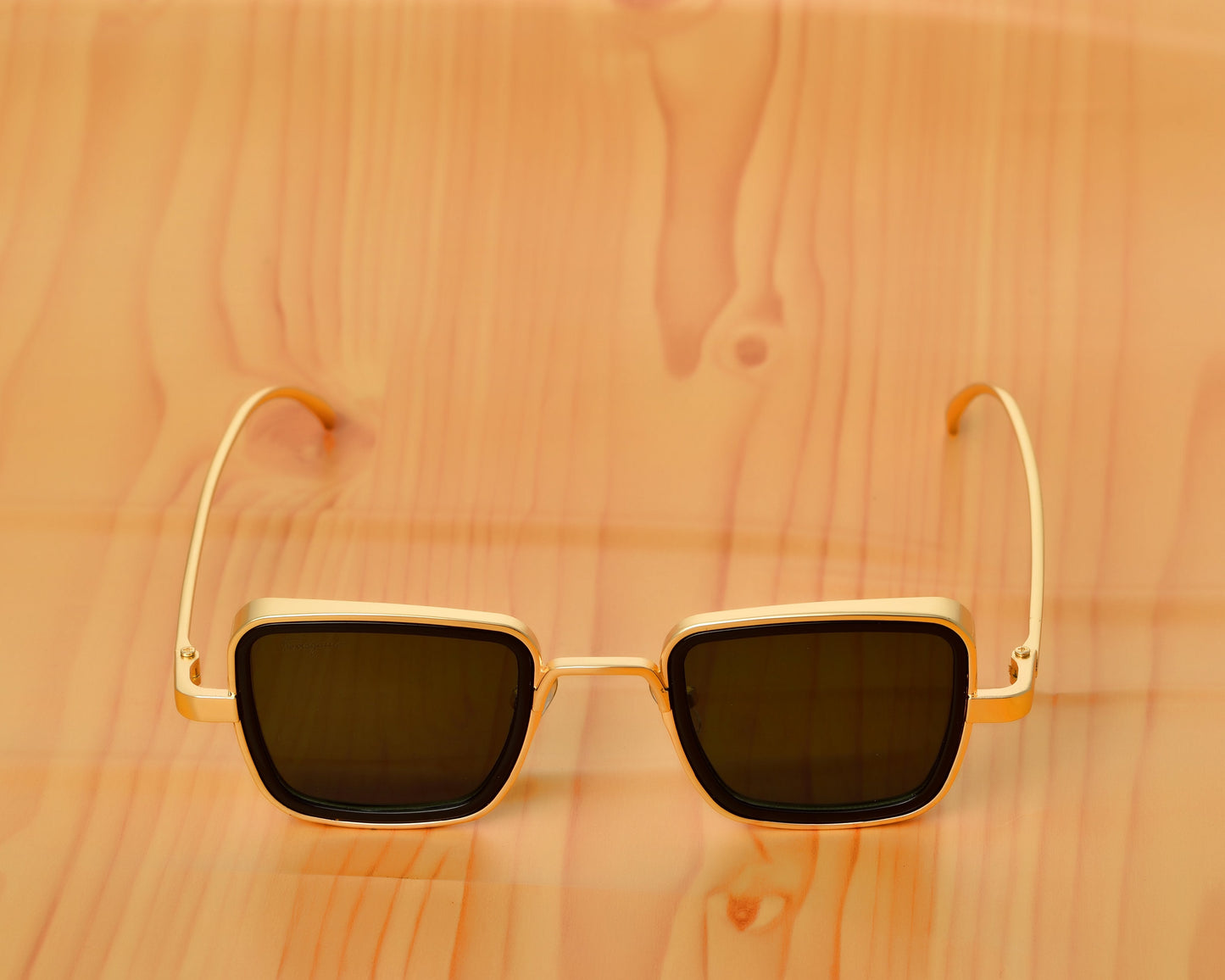Black And Gold Retro Square Sunglasses