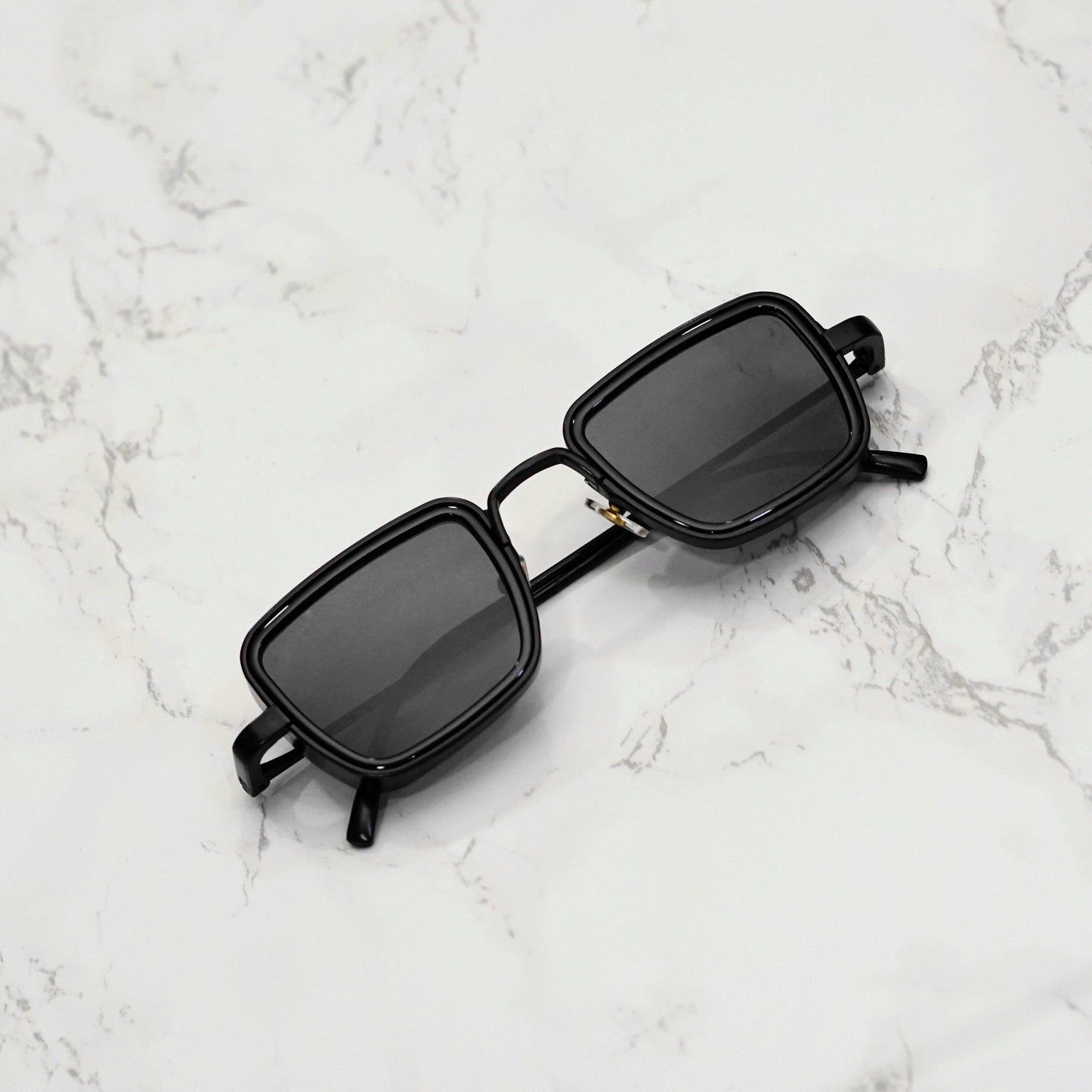 Black And Black Retro Square Sunglasses