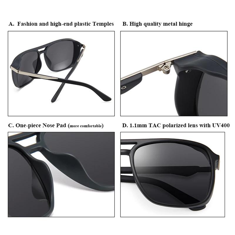 Black Retro Square Sunglasses For Men And Women