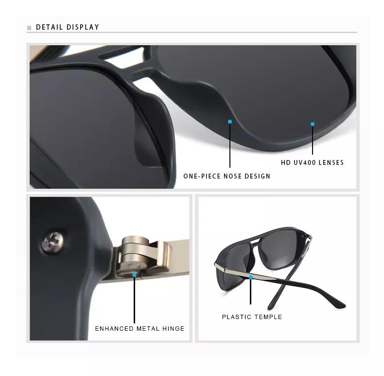 Black Retro Square Sunglasses For Men And Women