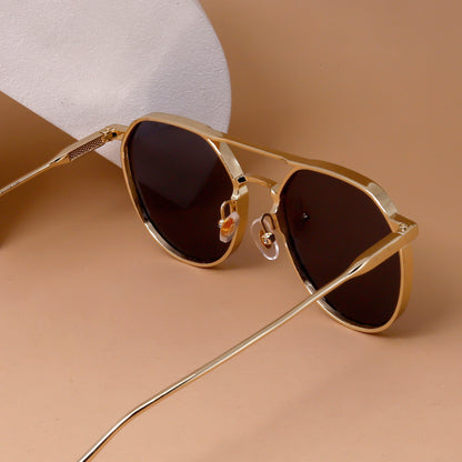 Yatrush Gold And Black Unisex Sunglasses