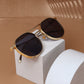 Yatrush Gold And Black Unisex Sunglasses