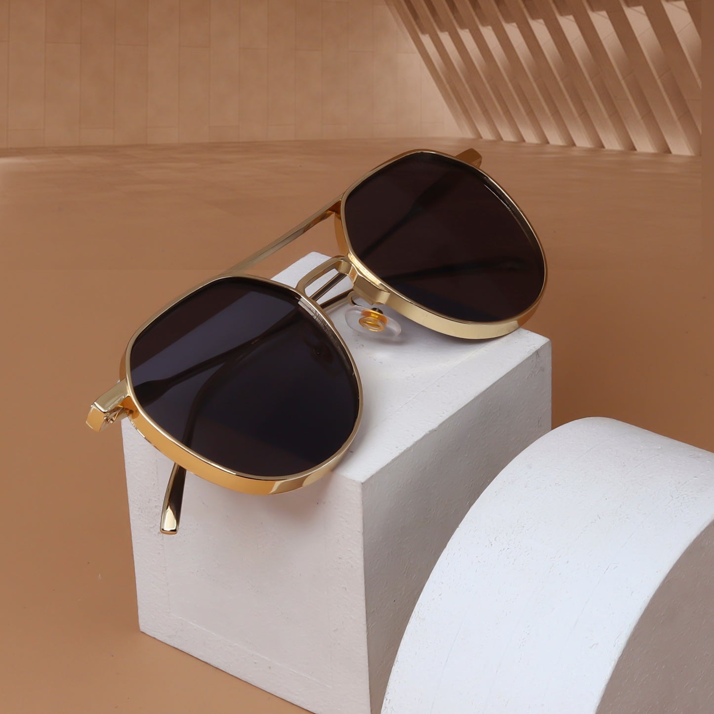 Yatrush Gold And Black Unisex Sunglasses