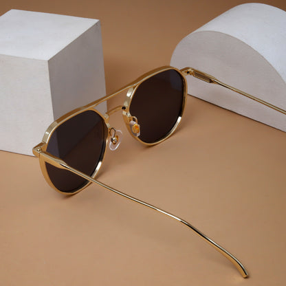 Yatrush Gold And Black Unisex Sunglasses