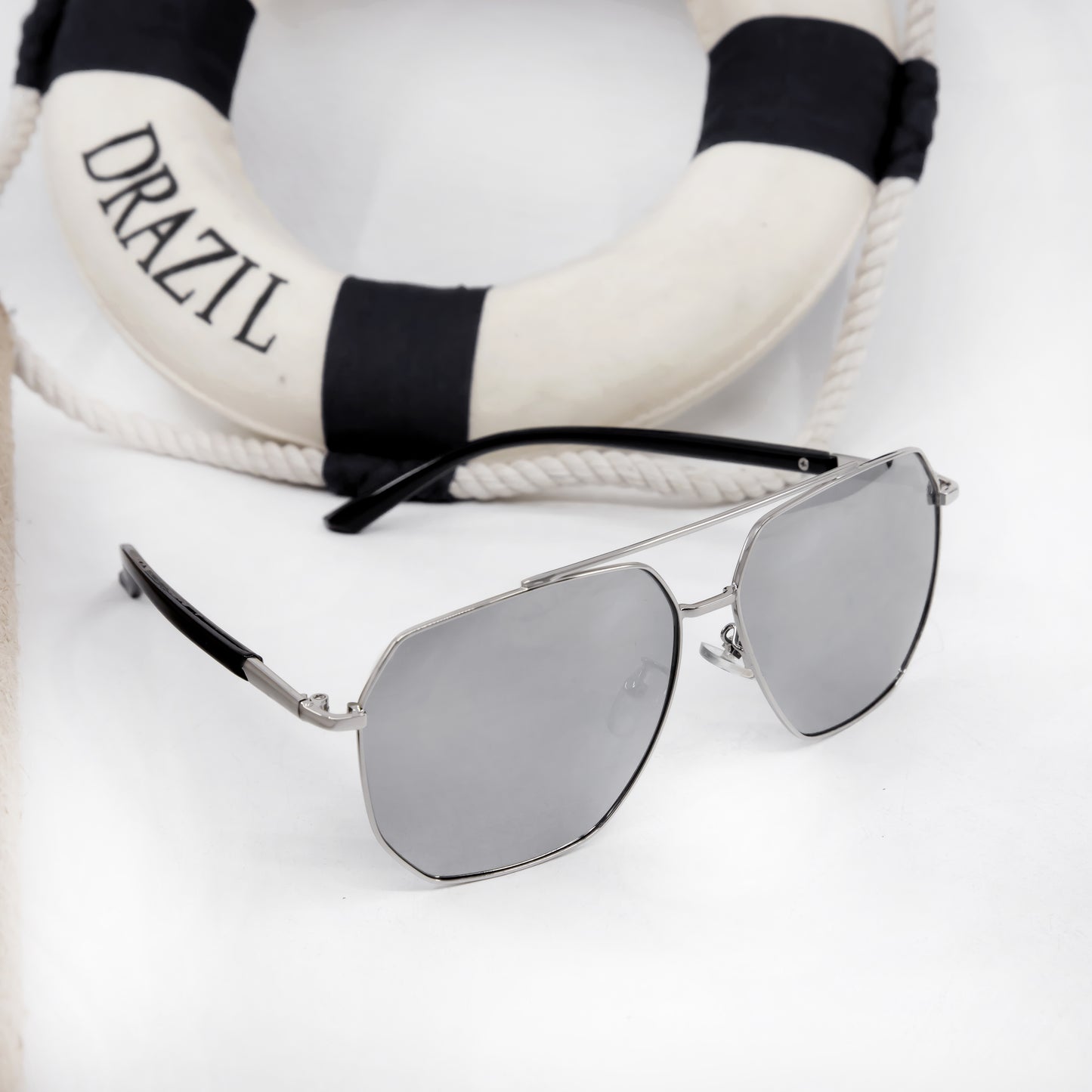 MT Mastar Silver And Silver Unisex Sunglasses