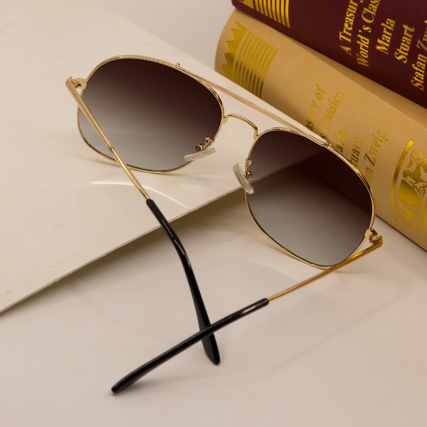 MT Mastar Gold And Brown Gradient Unisex Sunglasses
