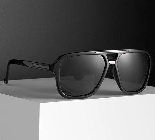 Lucinda Black and Black rectangle sunglasses