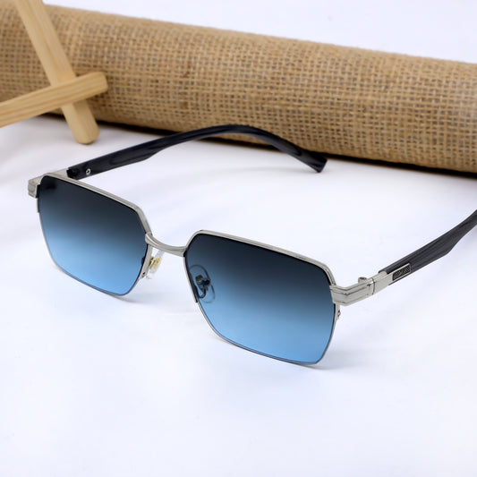 004 Silver And Blue Gradient Premium Sunglasses