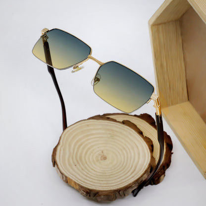 OH 005 Gold And Blue Yellow Premium Sunglasses