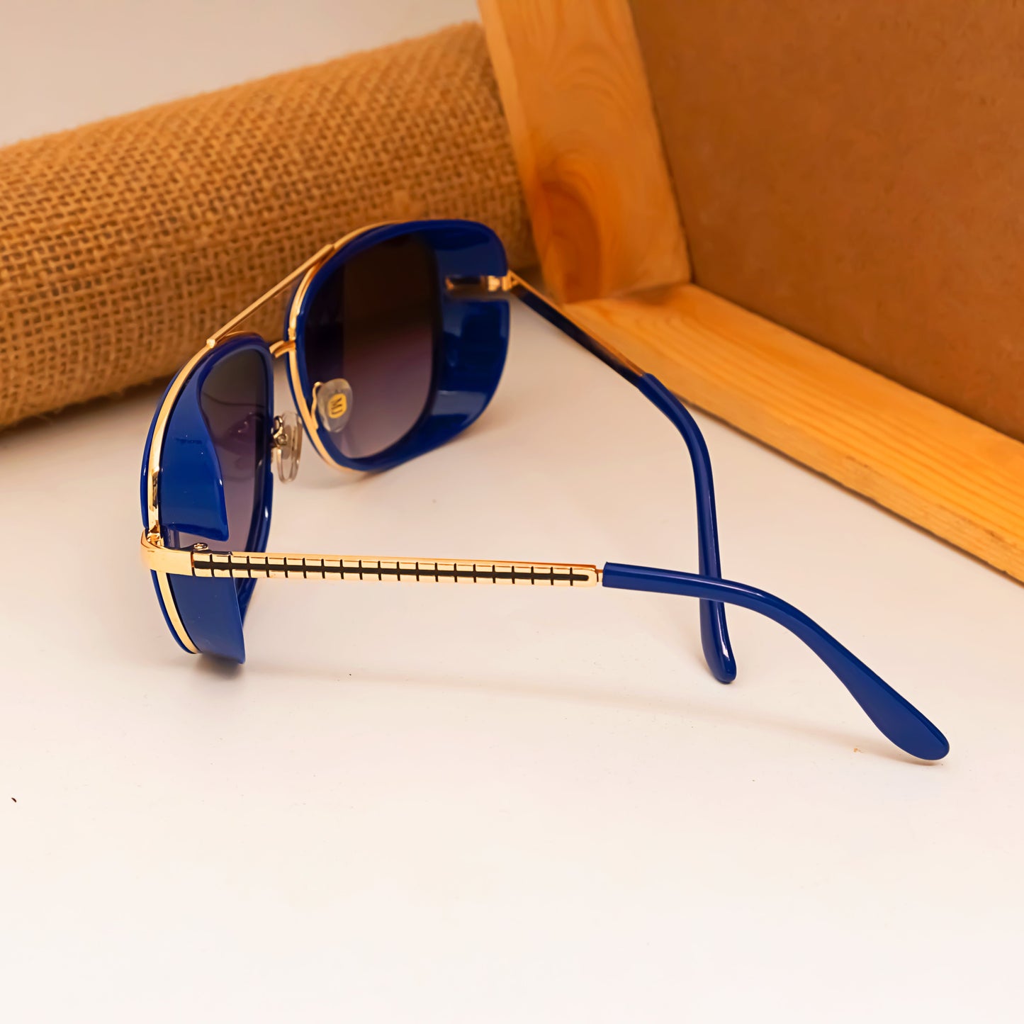 Cloriss Gold And Grey Gradient Retro Square Sunglasses