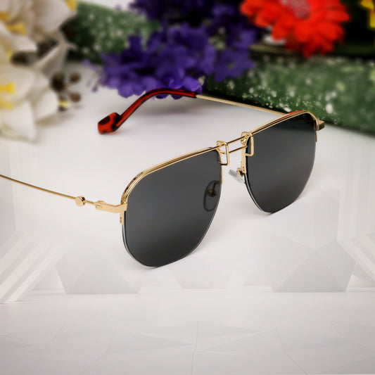 Optular Stylish Gold Black unisex Sunglasses