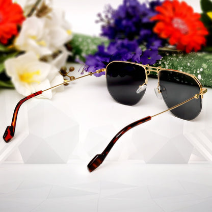 Optular Stylish Gold Black unisex Sunglasses