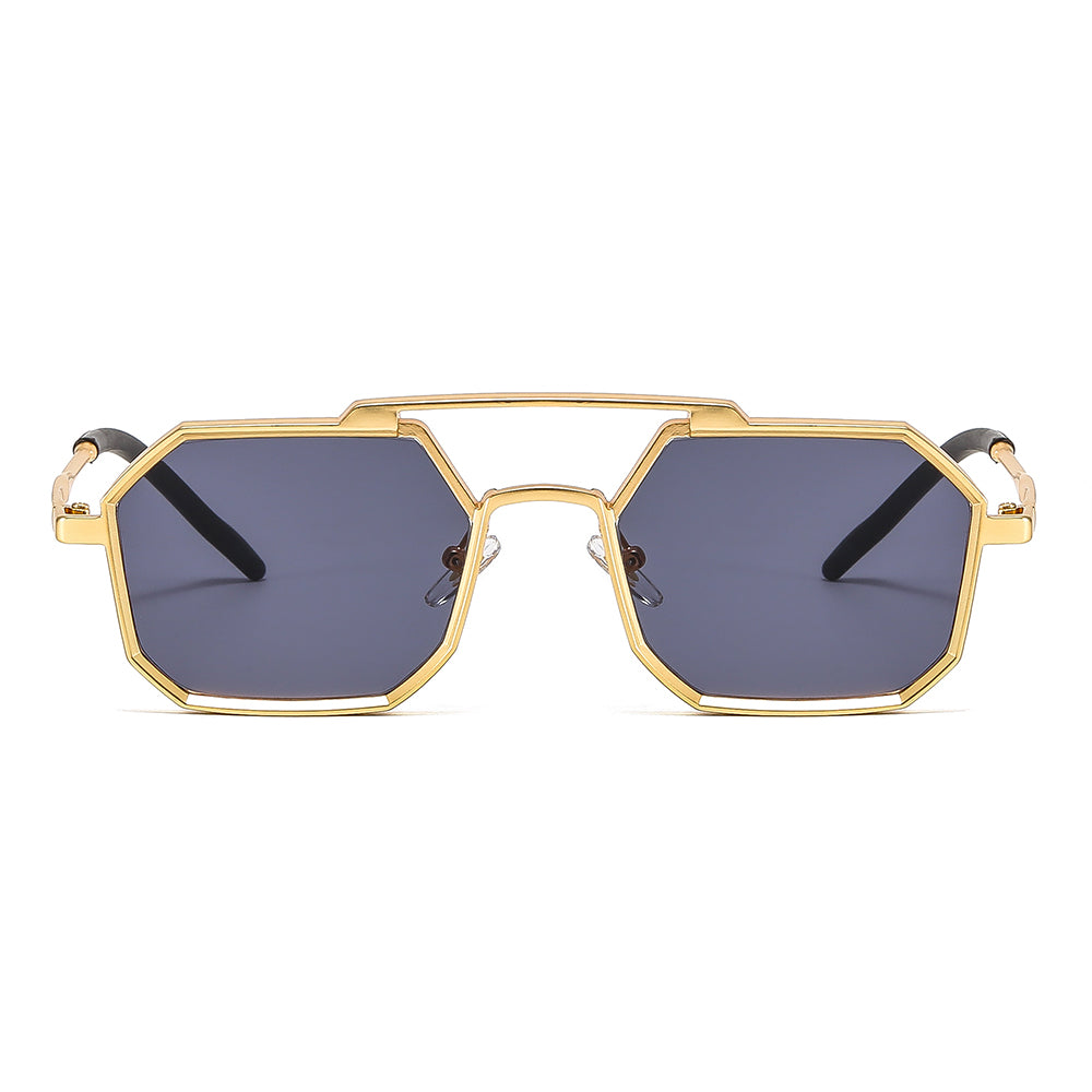 Toval Gold And Black Rectangle Sunglasses