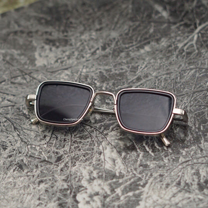 Black And Silver Retro Square Sunglasses