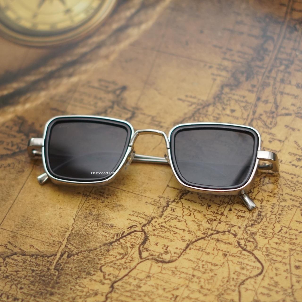 Black And Silver Retro Square Sunglasses